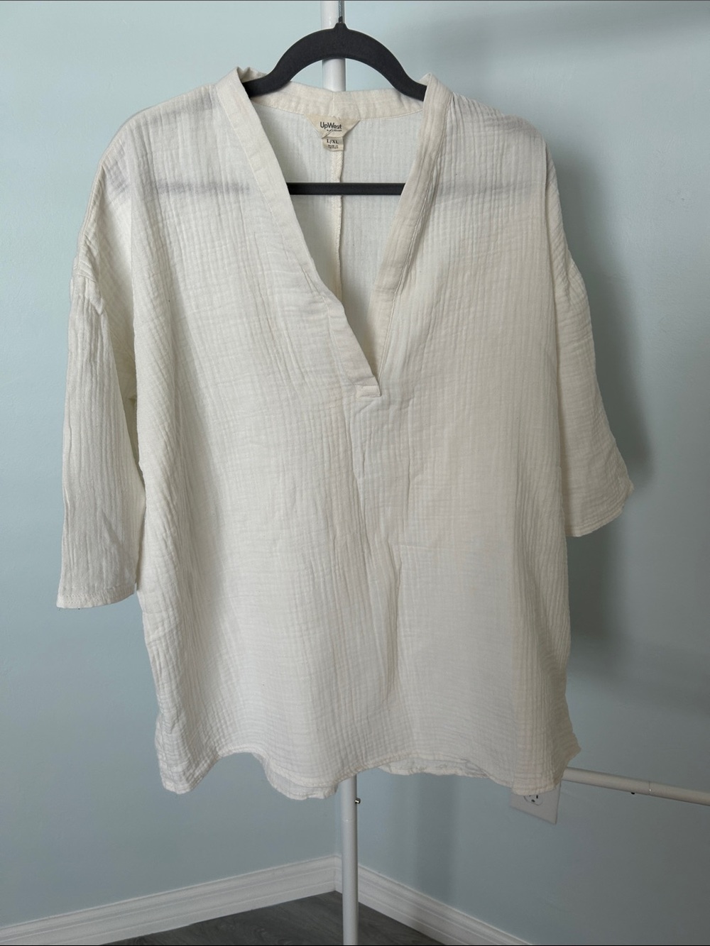 UpWest Cream Split-Neck Gauze Tunic - Size L/XL